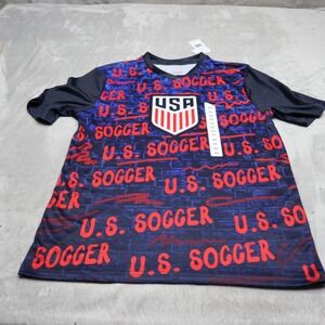 US Soccer Shirt Mens Medium Blue USA Football Team Graphic Fan Gear Jersey NEW